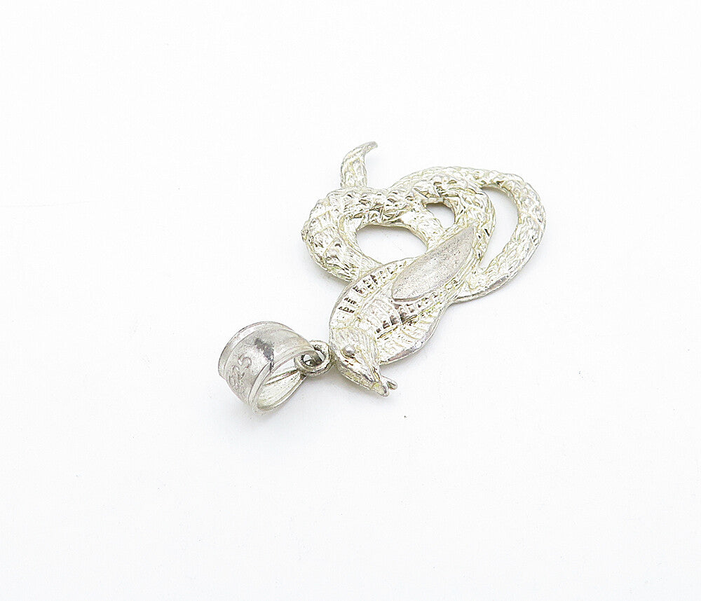 925 Sterling Silver  Vintage Slithering Cobra Snake Motif Drop Pendant  PT2499