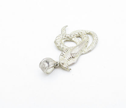 925 Sterling Silver  Vintage Slithering Cobra Snake Motif Drop Pendant  PT2499