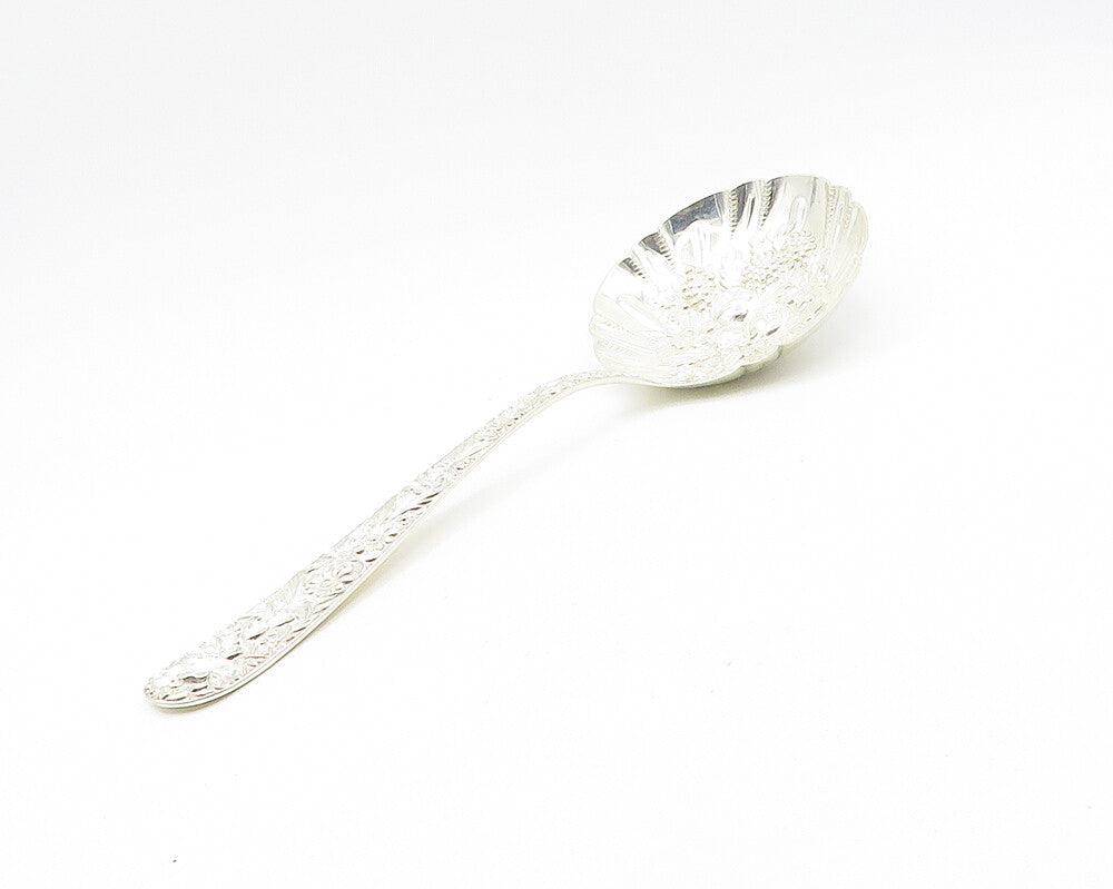 S. KIRK & SON 925 Silver  Vintage Shiny Floral Detail Fruit Spoon  TR2519