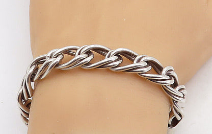 925 Sterling Silver  Vintage Shiny Double Twist Link Chain Bracelet  BT2286