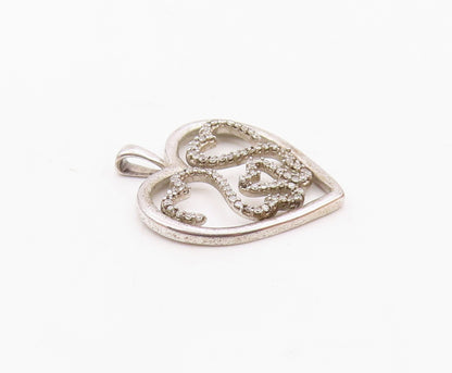 925 Sterling Silver  Vintage Genuine Diamonds Love Heart Pendant  PT18565