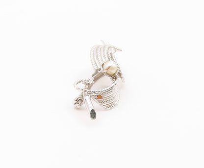CARL ART 925 Silver  Vintage Petite Pearl Swirl Twist Brooch Pin  BP8496