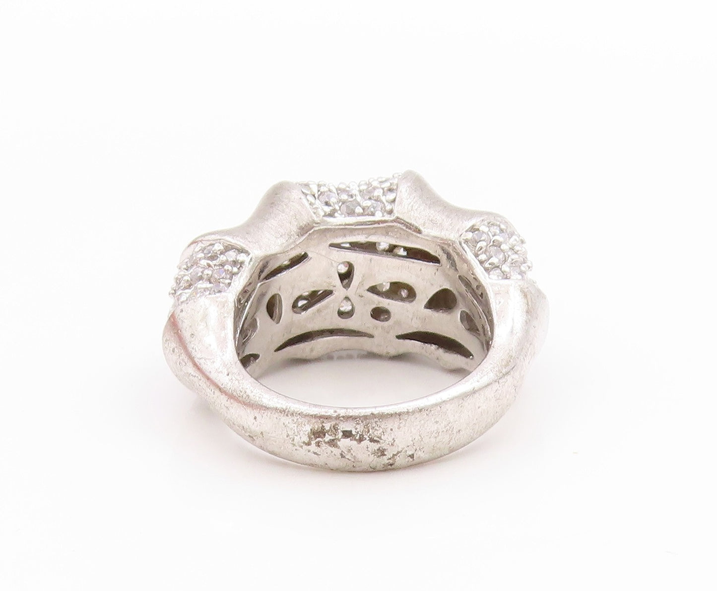 925 Sterling Silver Vintage Ring Sparkling CZ Encrusted Band  Sz 7.5  RG33538