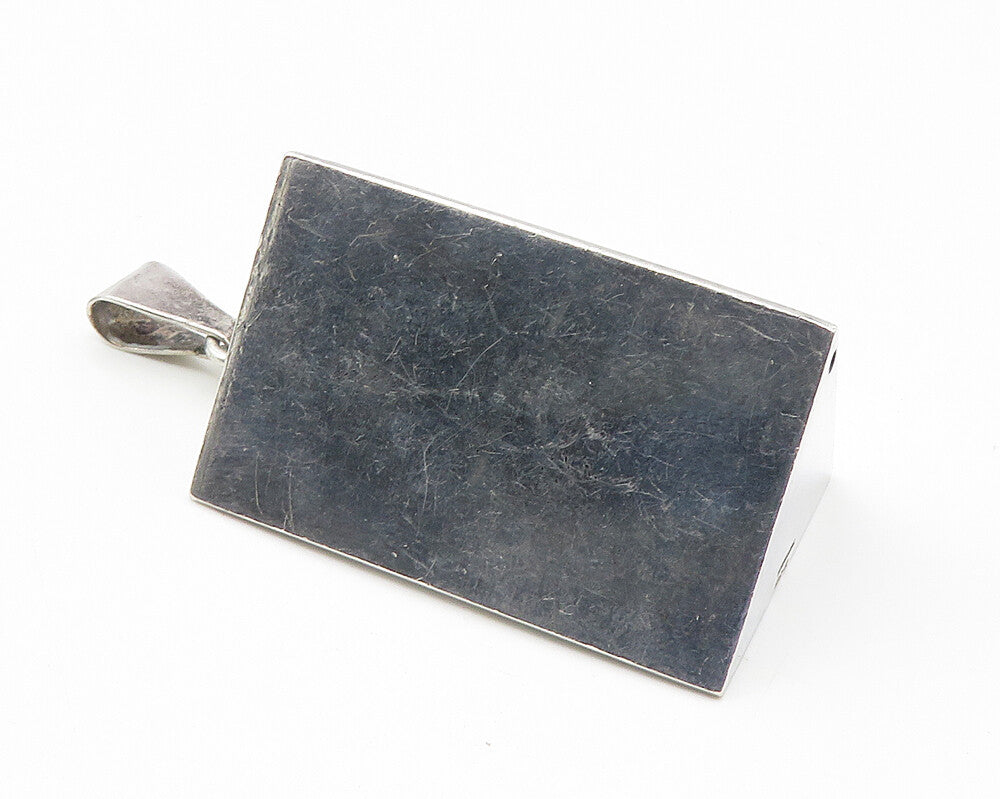 GR 925 Sterling Silver  Vintage Hollow Triangular Prism Shiny Pendant  PT8340