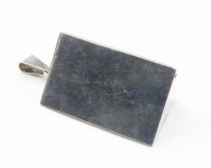 GR 925 Sterling Silver  Vintage Hollow Triangular Prism Shiny Pendant  PT8340