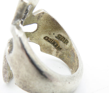 MEXICO 925 Sterling Silver  Vintage Religious Cross Band Ring Sz 4.5  RG3863