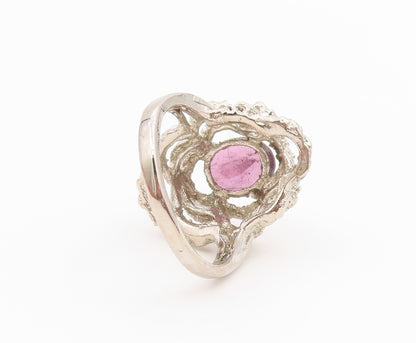 925 Sterling Silver Vintage Ring Oval Amethyst Statement Band  Sz 6.5  RG36419