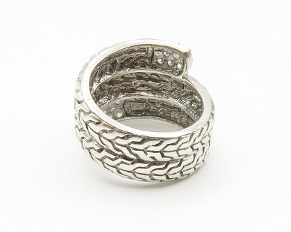 925 Sterling Silver  Shiny Topaz Chain Link Wrap Band Ring Sz 6  RG14149