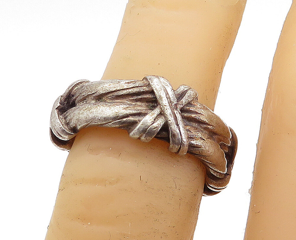 925 Sterling Silver  Vintage Antique Rope Twist Wrapped Band Ring Sz 5  RG6262
