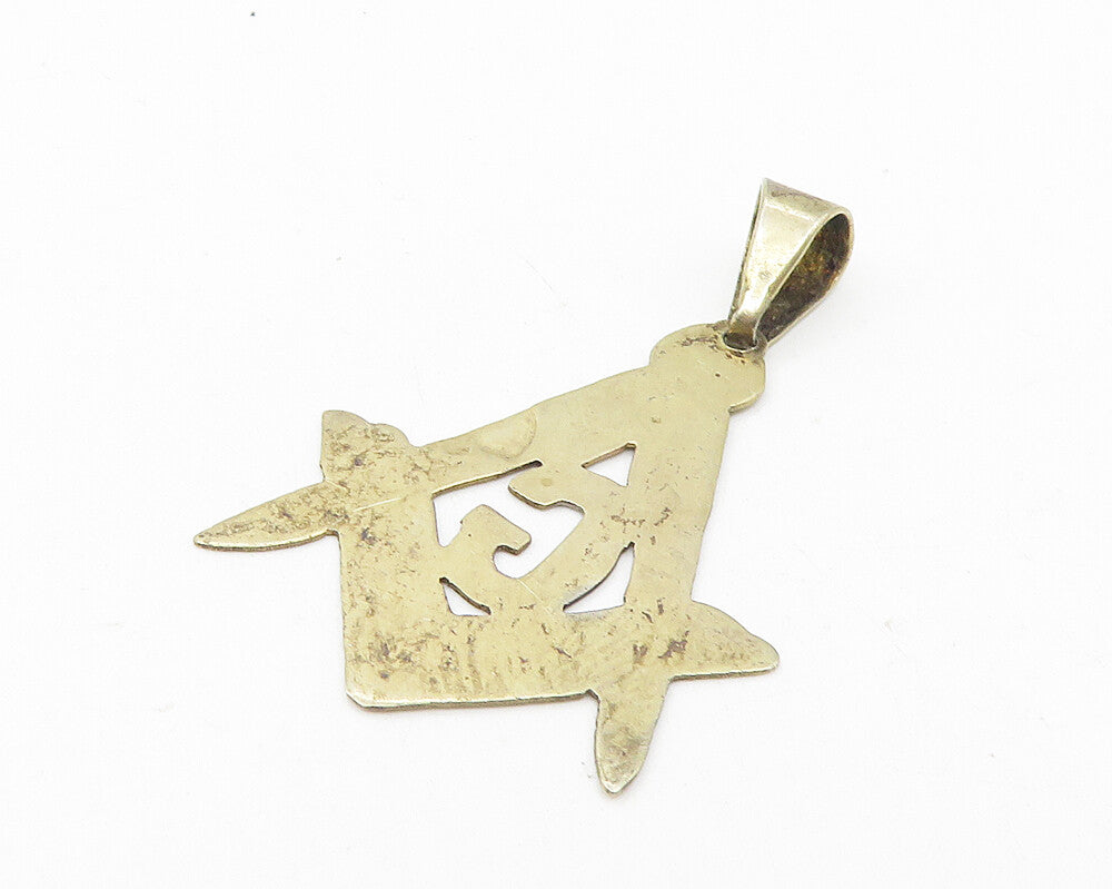925 Sterling Silver  Vintage Two Tone G Etched Detail Drop Pendant  PT9335
