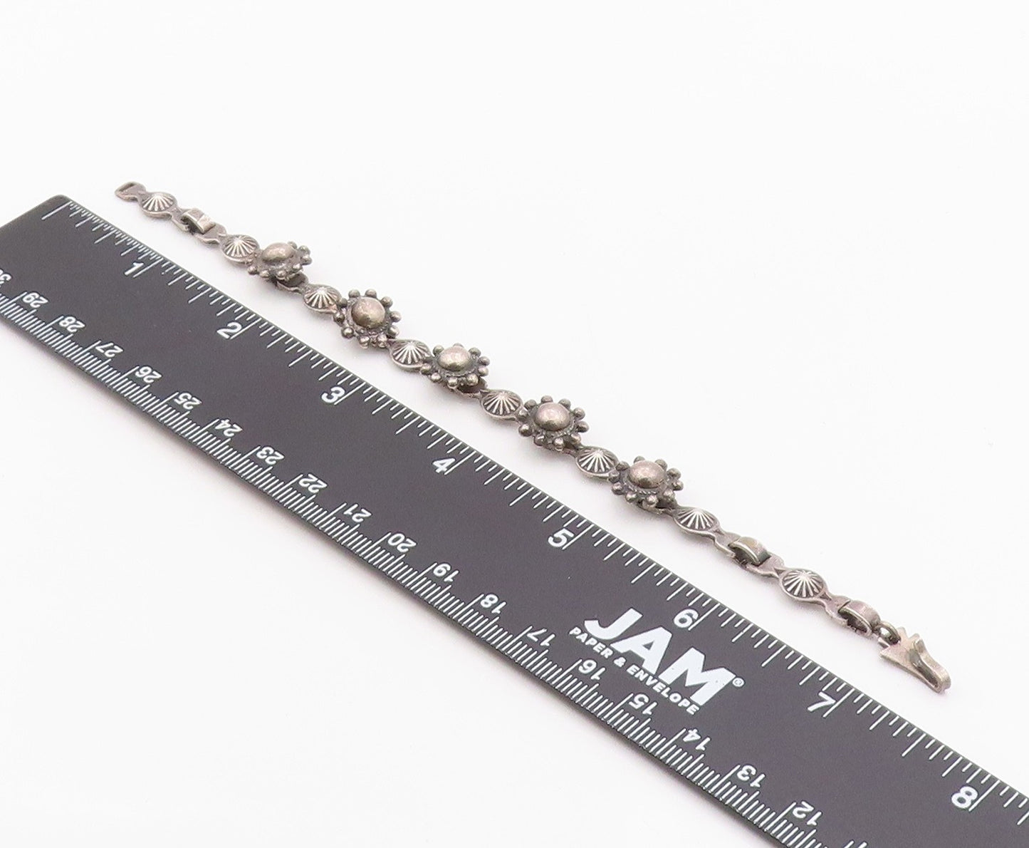 925 Sterling Silver Vintage Bracelet Classic Sunburst & Floral Chain  BT12137