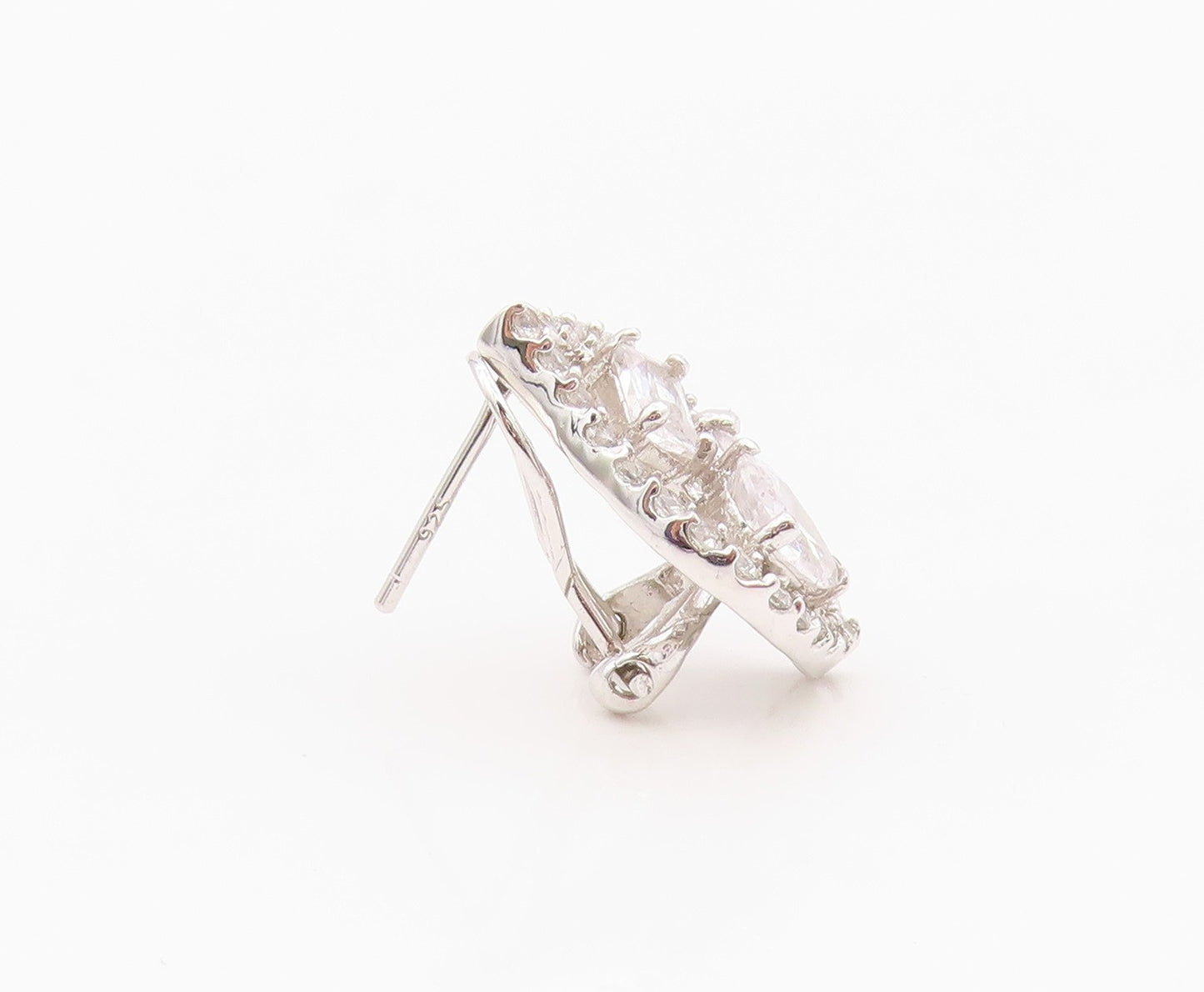 925 Sterling Silver Vintage Earrings Elegant Multi Shape CZ Floral Leaf  EG14371