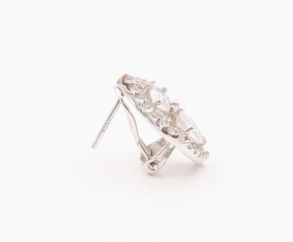 925 Sterling Silver Vintage Earrings Elegant Multi Shape CZ Floral Leaf  EG14371