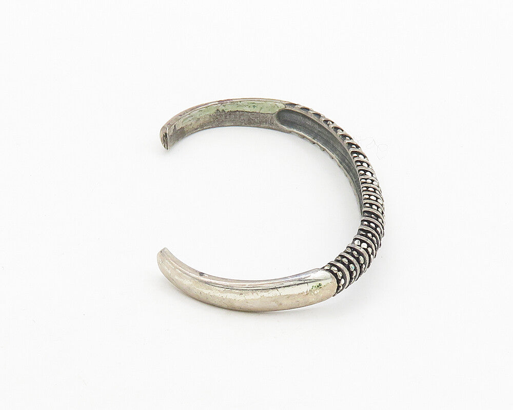 SILVER CLOUD 925 Sterling Silver  Vintage Shiny Etched Cuff Bracelet  BT7966