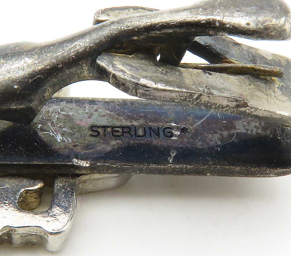 925 Sterling Silver  Vintage Shiny Chinese Character Smooth Tie Clip  TR2093