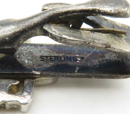 925 Sterling Silver  Vintage Shiny Chinese Character Smooth Tie Clip  TR2093
