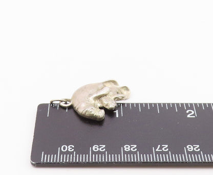 925 Sterling Silver  Vintage Carved Parent & Child Seal Love Pendant  PT21685