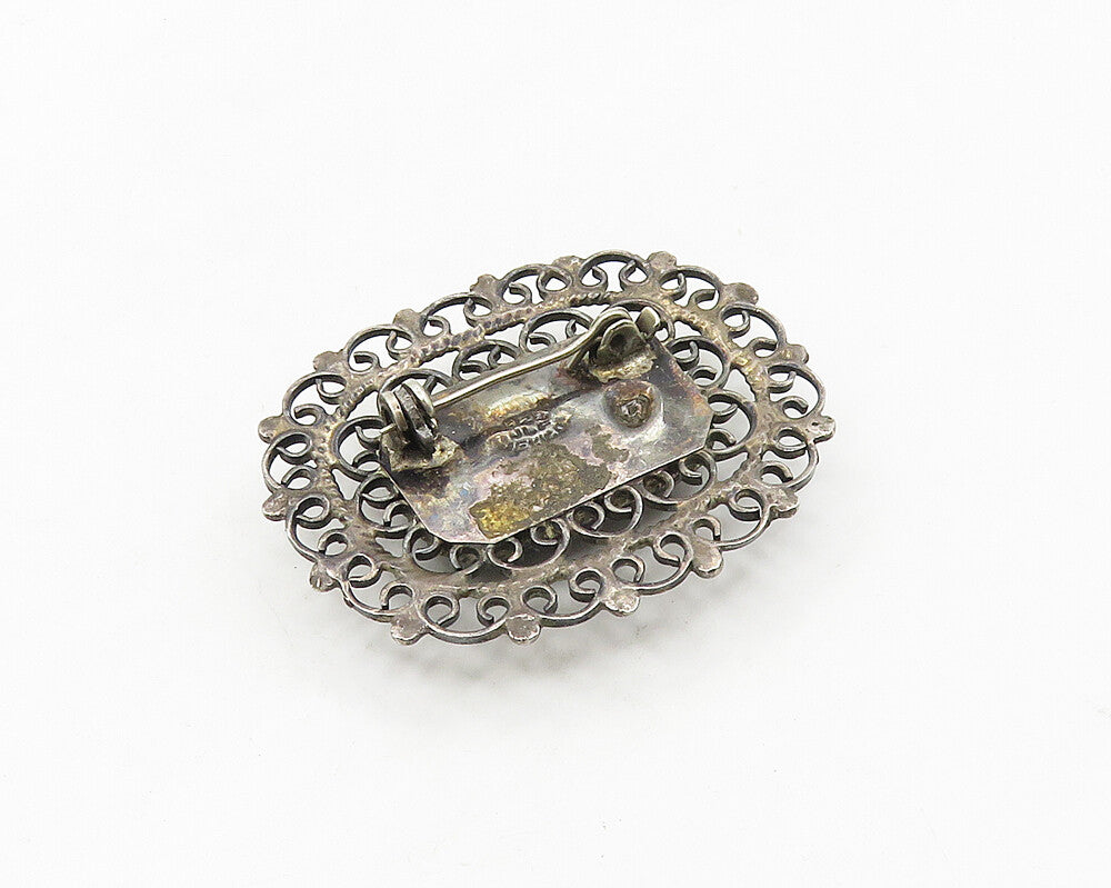 JOSE LUIS FLORES MEXICO 925 Silver  Vintage Dichroic Glass Brooch Pin  BP7123