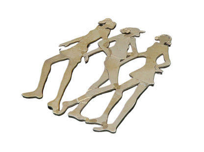 925 Sterling Silver  Vintage Shiny Three Women Silhouette Trinket  TR2060