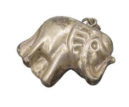 925 Sterling Silver  Vintage Hollow Elephant Dark Tone Drop Pendant  PT14187