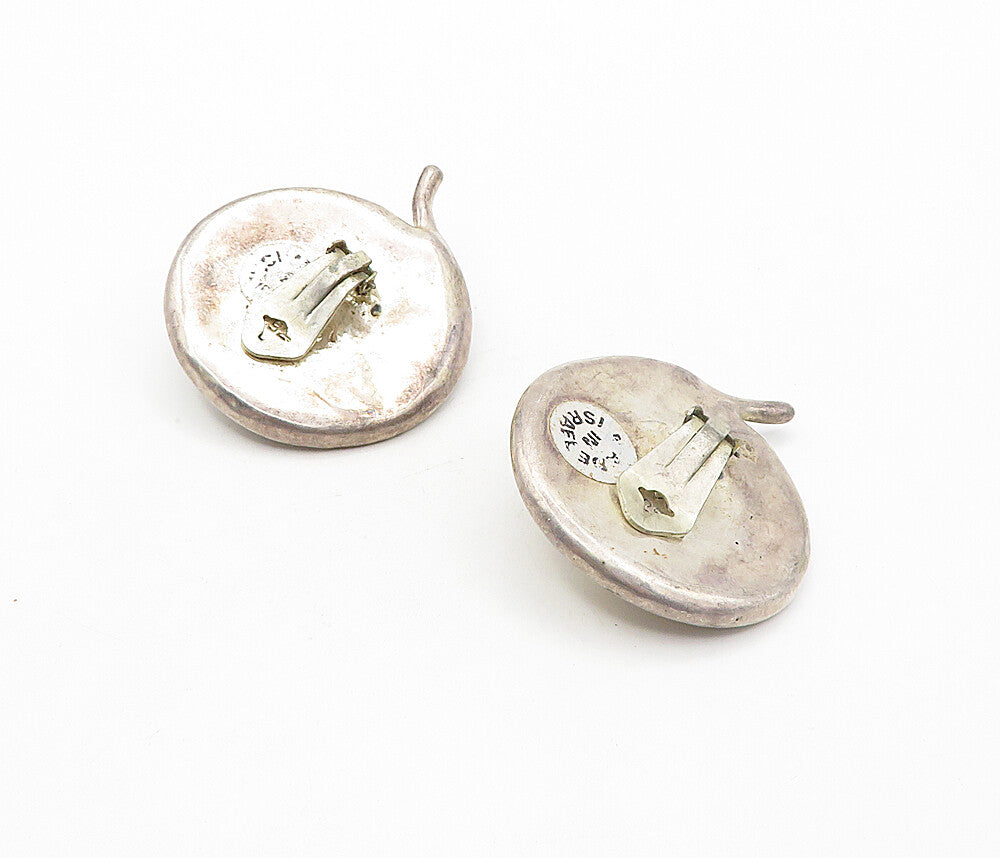 ISRAEL 925 Sterling Silver  Vintage  Modernist Non Pierce Earrings  EG3857