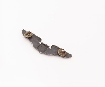 925 Silver  Vintage Antique US Military Stencil Cut Carved Brooch Pin  TR3499