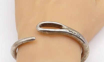 UNODE50 925 Sterling Silver Vintage Flexible Loop Bypass Cuff Bracelet BT2532