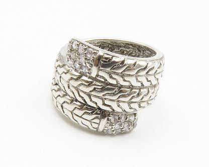 925 Sterling Silver  Shiny Topaz Chain Link Wrap Band Ring Sz 6  RG14149