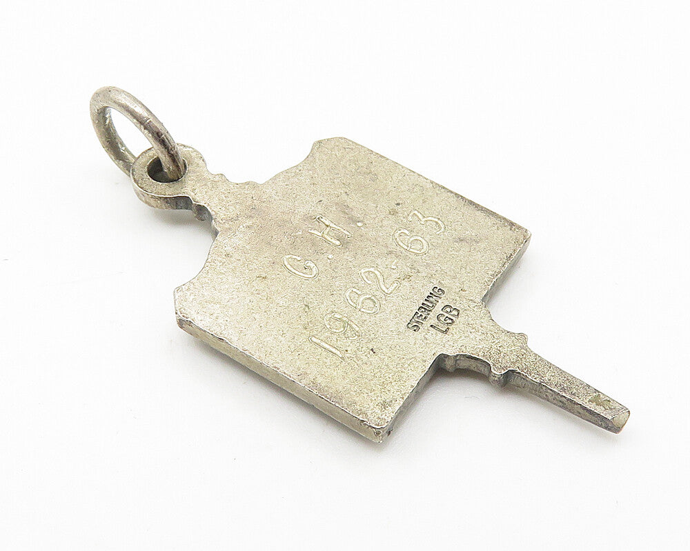 925 Sterling Silver  Vintage Oxidized American University Pendant  PT8352