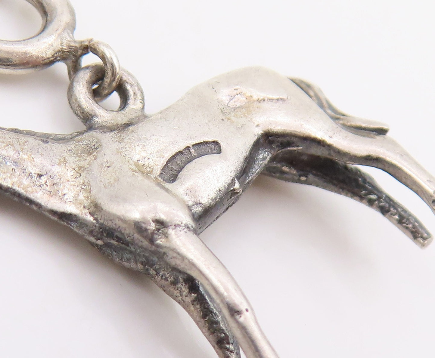 925 Sterling Silver Vintage Pendant Miniature Galloping Horse Charm  PT25958