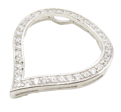 925 Sterling Silver  Cubic Zirconia Open Tear Drop Slide Pendant  PT11643