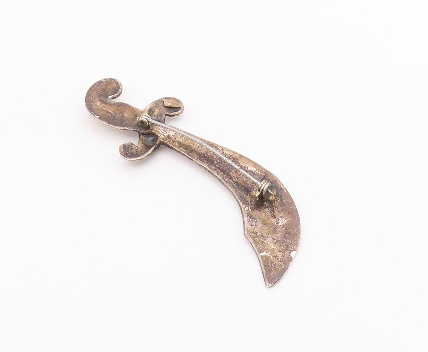 925 Sterling Silver  Vintage Shiny Rustic Dagger Motif Brooch Pin  BP3230