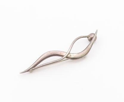 MEXICO 925 Silver  Vintage Modernist Overlapping Swirl Knot Brooch Pin  BP9893