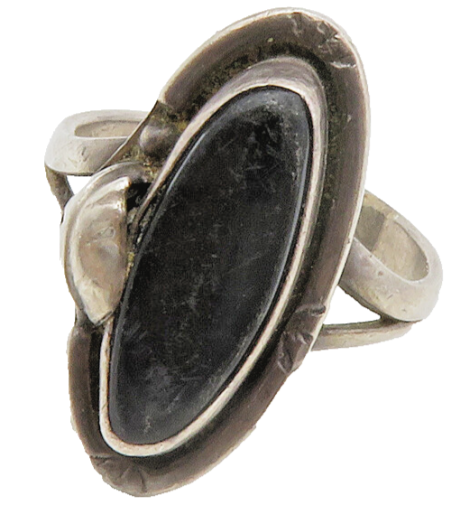 MEXICO 925 Silver  Vintage Antique Black Onyx Cocktail Ring Sz 8.5  RG13472