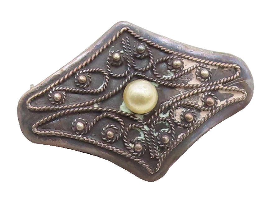 925 Sterling Silver  Vintage Petite Pearl Twist Pattern Brooch Pin  BP8191