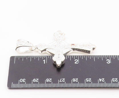 925 Sterling Silver  Vintage Cubic Zirconia Religious Cross Pendant  PT16334