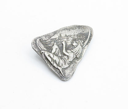 925 Sterling Silver  Vintage Antique Sitting Harp Player Brooch Pin  BP2564