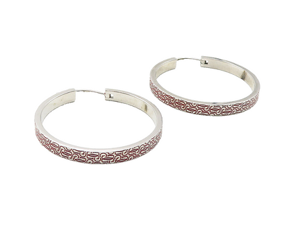 GUESS ITALY 925 Sterling Silver  Vintage Monogram Logo Hoop Earrings  EG6319