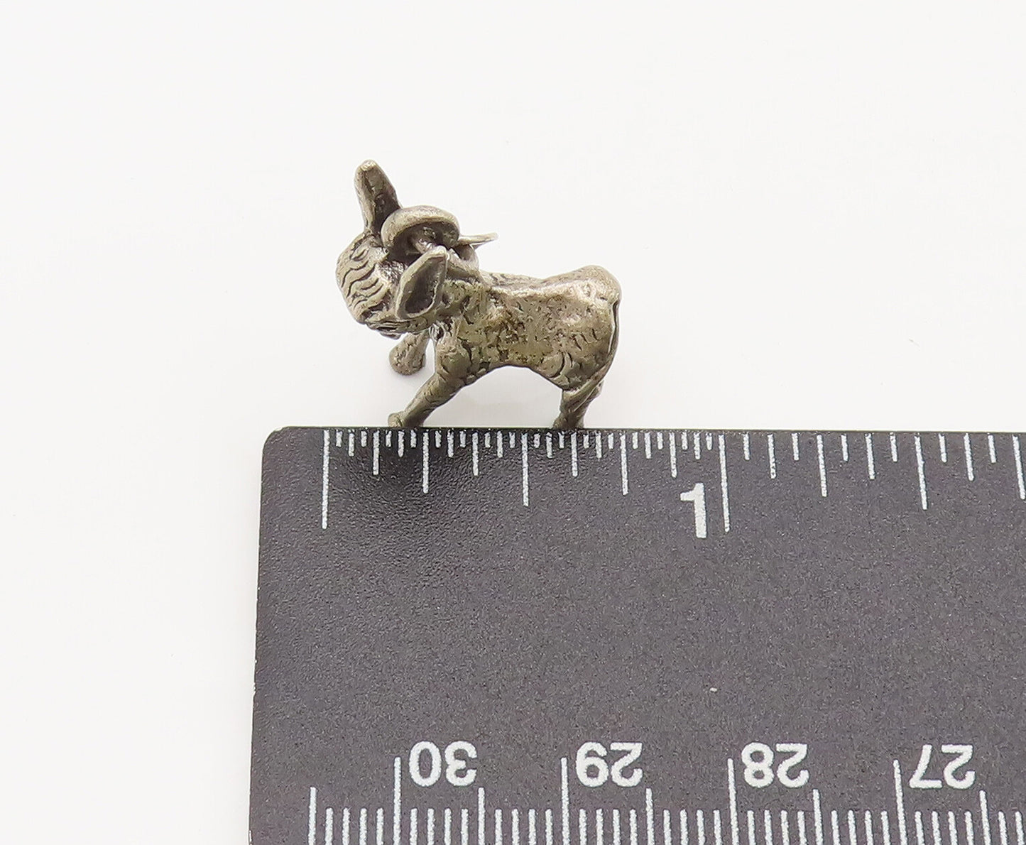 925 Sterling Silver  Vintage Mini 3D Carved Baby Cow Charm Pendant PT22237
