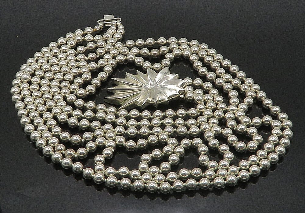N&R 925 Sterling Silver Vintage Shiny Multi Strand Ball Beaded Belt TR2520