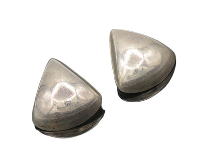925 Sterling Silver  Vintage Shiny Smooth Hollow Non Pierce Earrings  EG9717