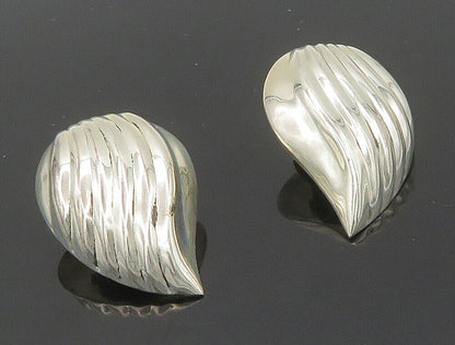 925 Sterling Silver  Vintage Shiny Hollow Fluted Non Pierce Earrings  EG8001