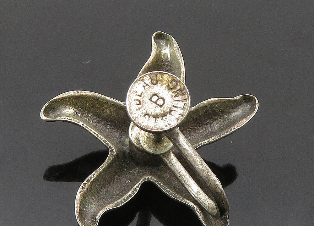 BEAU 925 Sterling Silver  Vintage Starfish Motif Non Pierce Earrings  EG10732
