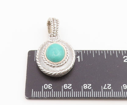 925 Sterling Silver Vintage Pendant JUDITH RIPKA Turquoise & CZ Charm  PT26488
