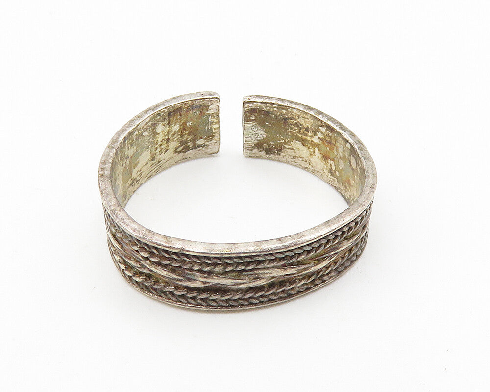 925 Sterling Silver  Vintage Dark Tone Twist Detail Band Ring Sz 7  RG10205