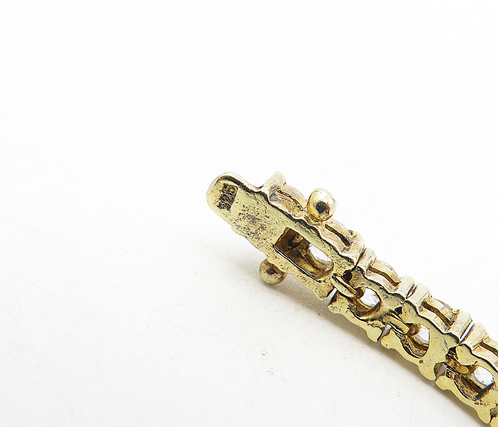 925 Sterling Silver  Cubic Zirconia Shiny Gold Plated Tennis Bracelet  BT3909