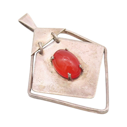 925 Sterling Silver Vintage Pendant EUROPE Antique Cabochon Carnelian  PT24295