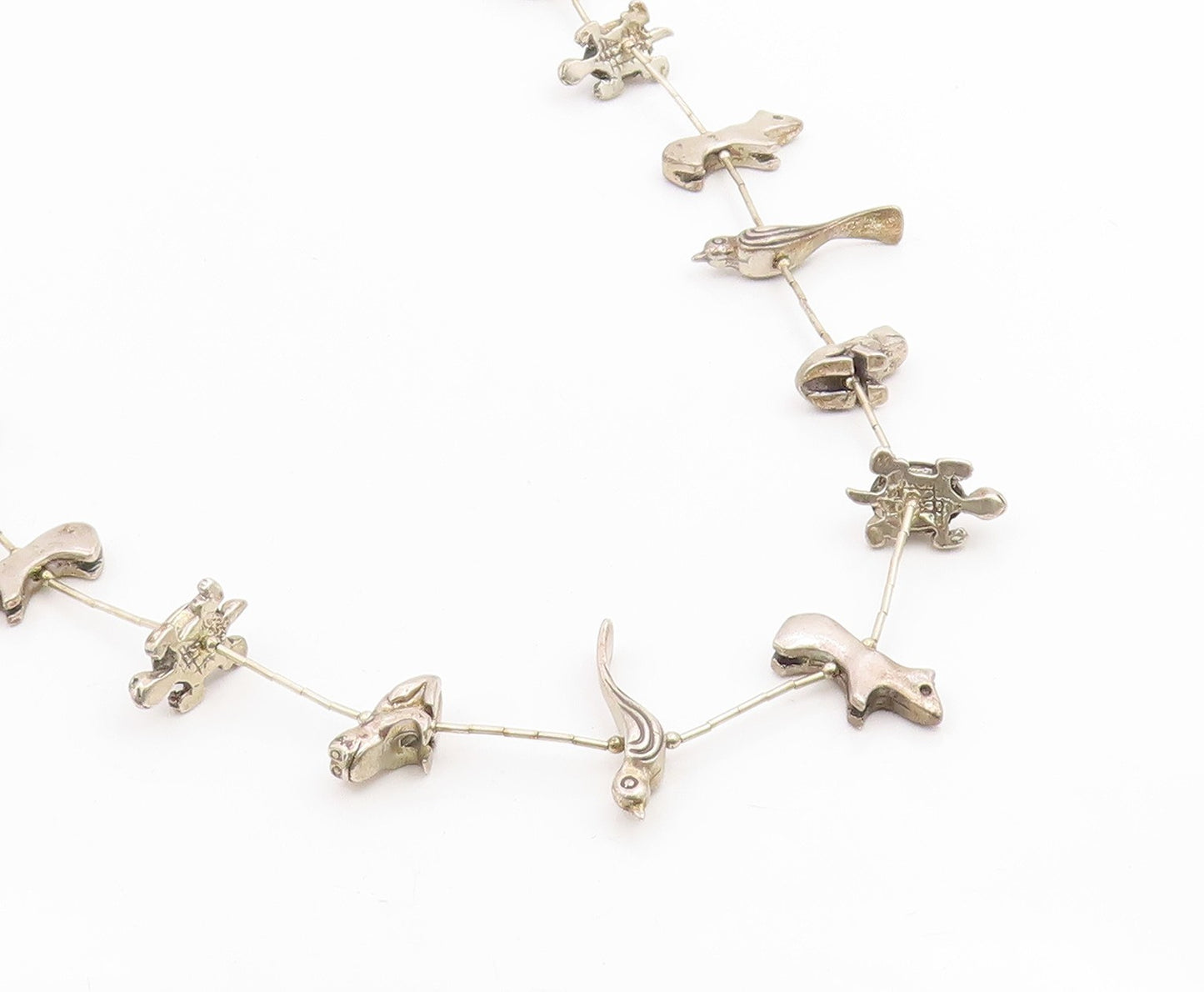 925 Sterling Silver Vintage Necklace NAVAJO ZUNI Animal Fetish Chain  NE4878