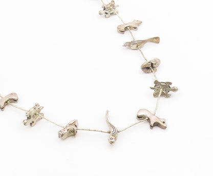 925 Sterling Silver Vintage Necklace NAVAJO ZUNI Animal Fetish Chain  NE4878