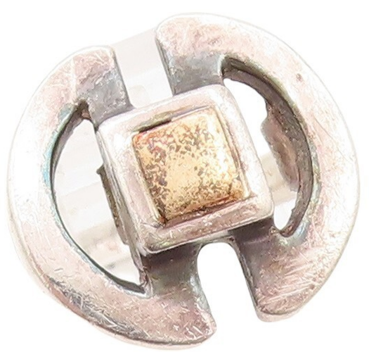 14k Gold 925 Sterling Silver Vintage Ring Double D & Square Cut  Sz 5.5  RG31408